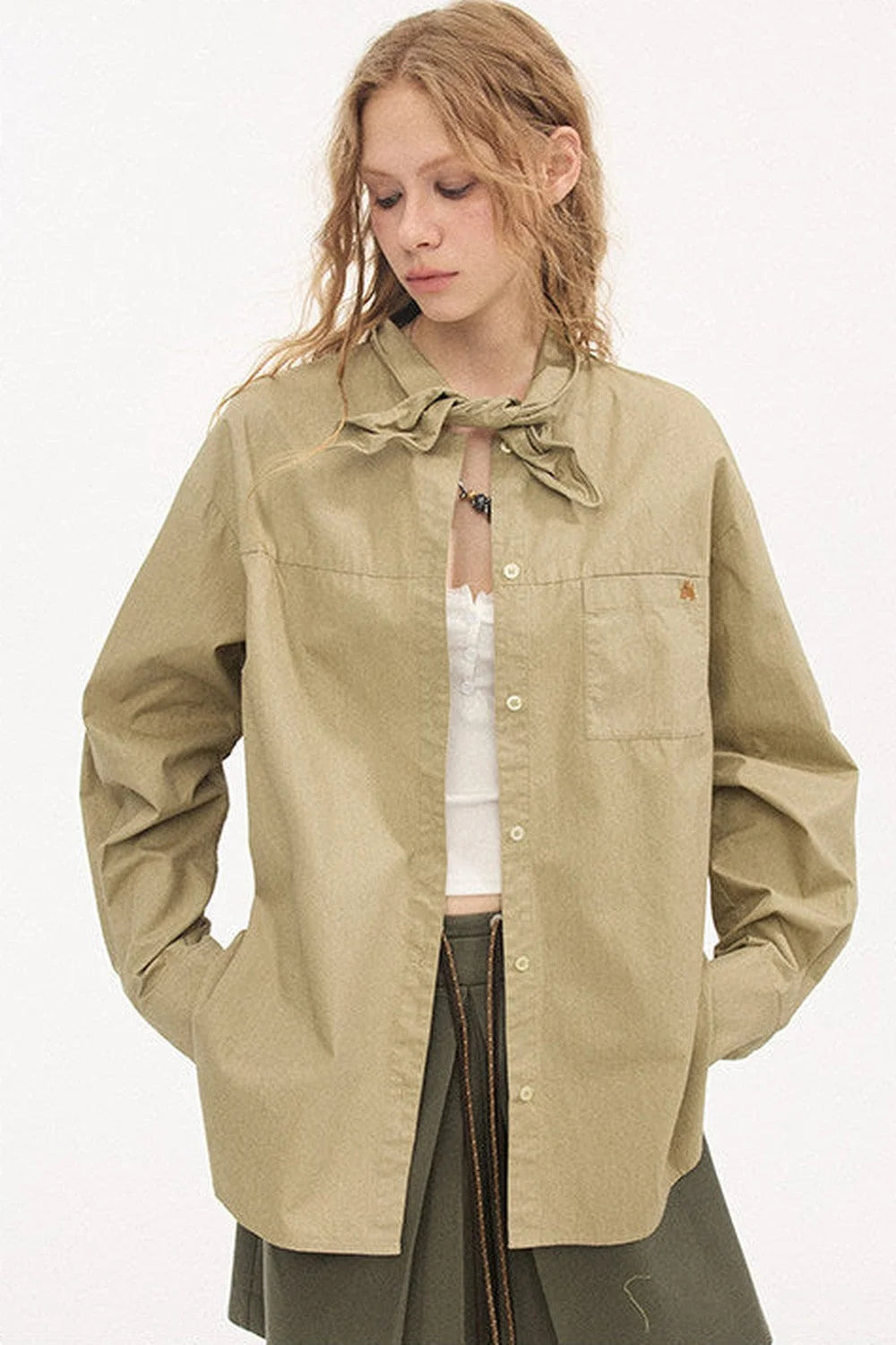 Preppy Long Sleeve Embroidered Shirt