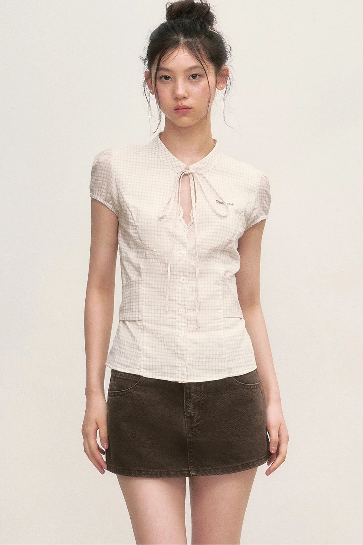 Preppy Puff Sleeve Blouse