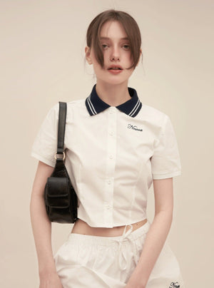 Preppy Short Sleeve Patchwork Set-Up