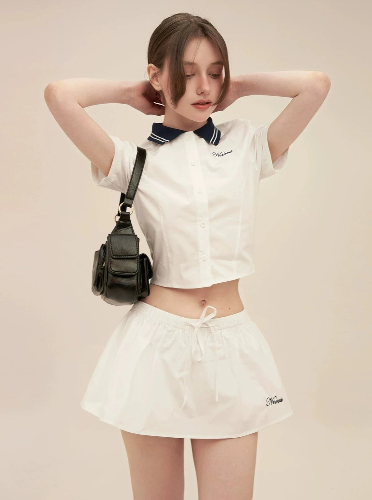 Preppy Short Sleeve Patchwork Set-Up