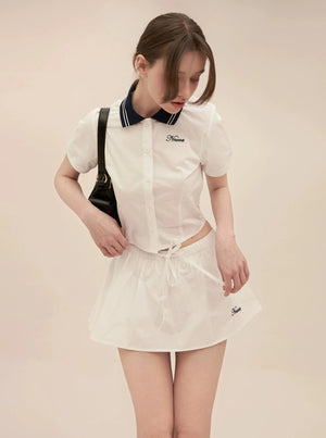 Preppy Short Sleeve Patchwork Set-Up