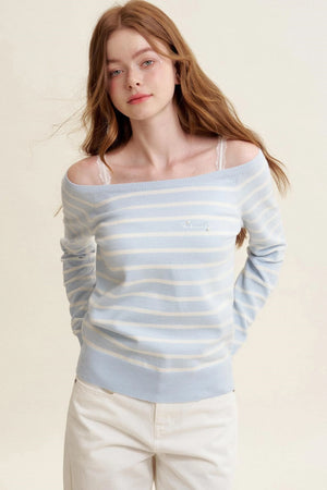 Preppy Style Striped Knit Top
