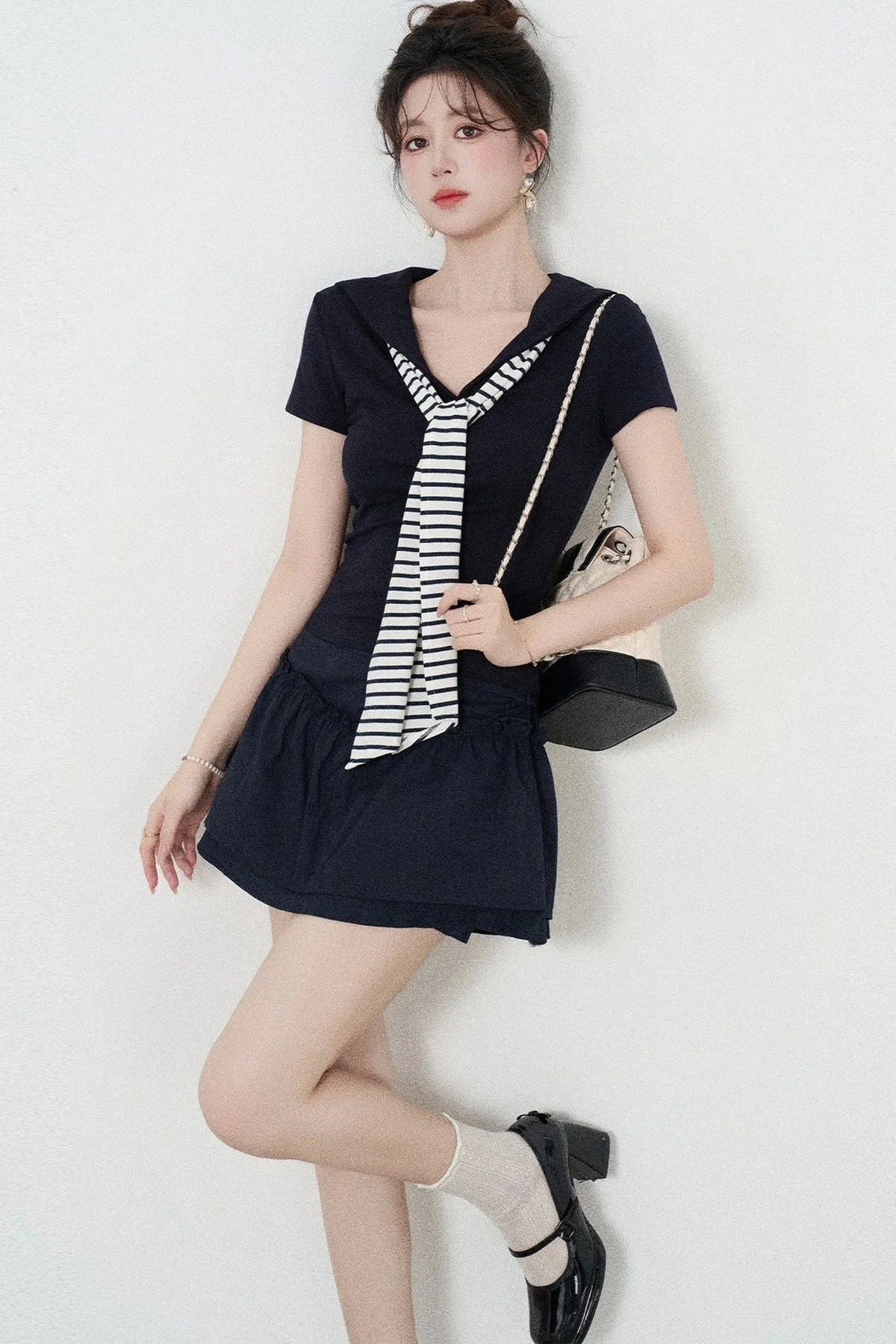 Preppy Style Top and Skirt Set-Up