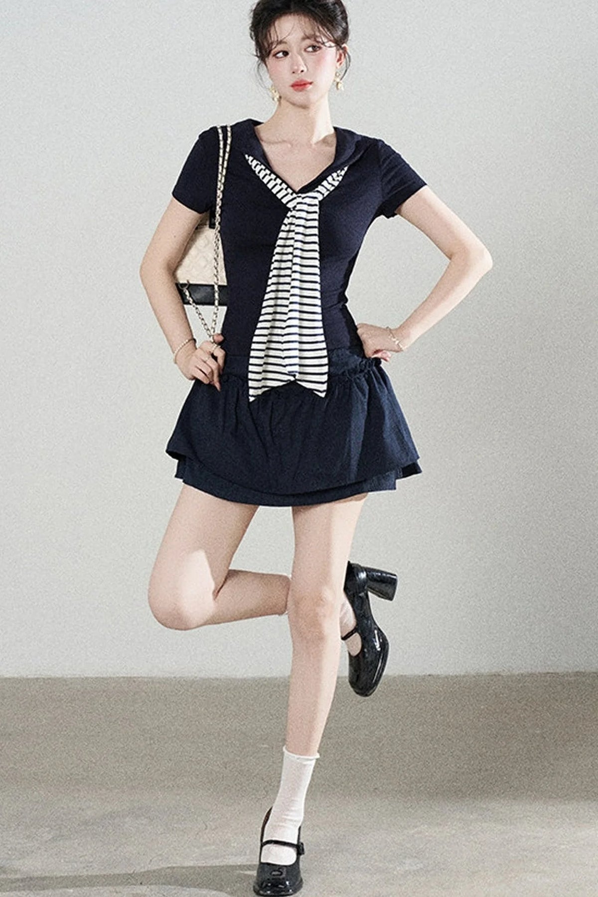 Preppy Style Top and Skirt Set-Up