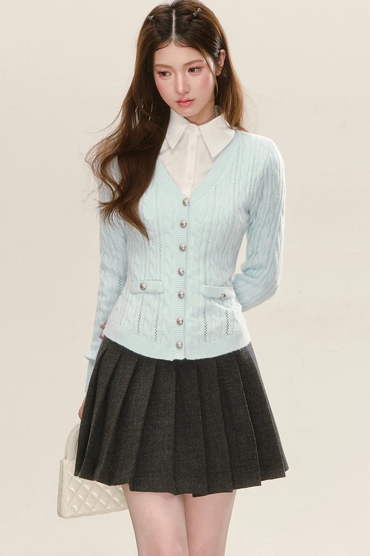 Preppy V-Neck Knit Cardigan