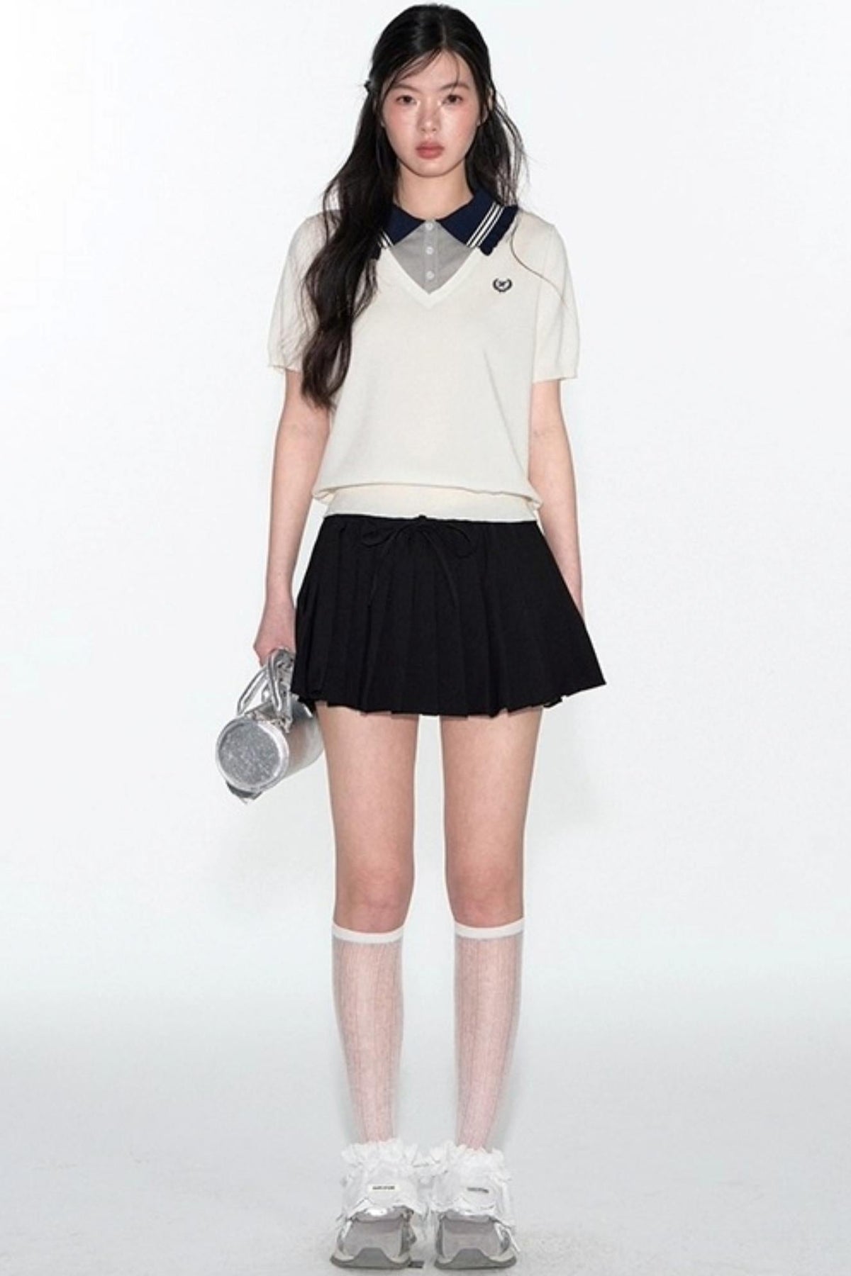 Preppy V-Neck Knit Top