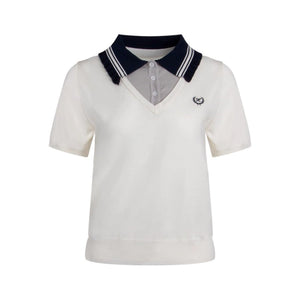 Preppy V-Neck Knit Top