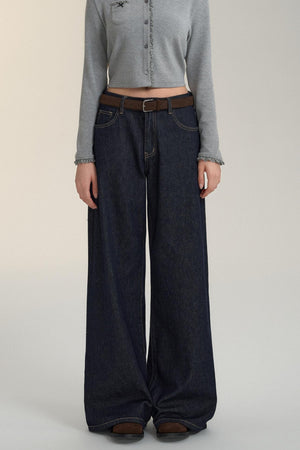 Pressed Pleat Dark Jeans