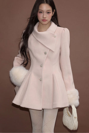Princess Style Woolen Dress Coat