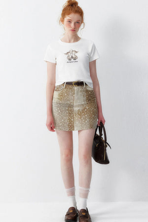 Print Polyester Mini Skirt