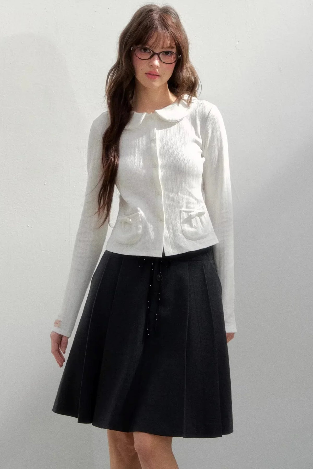 Printed Doll Collar Blouse Set-Up