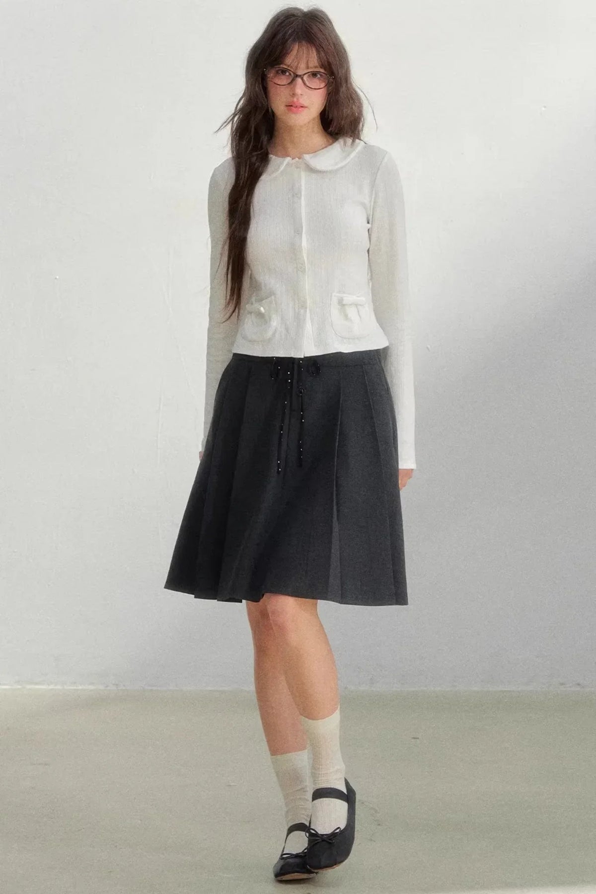 Printed Doll Collar Blouse Set-Up