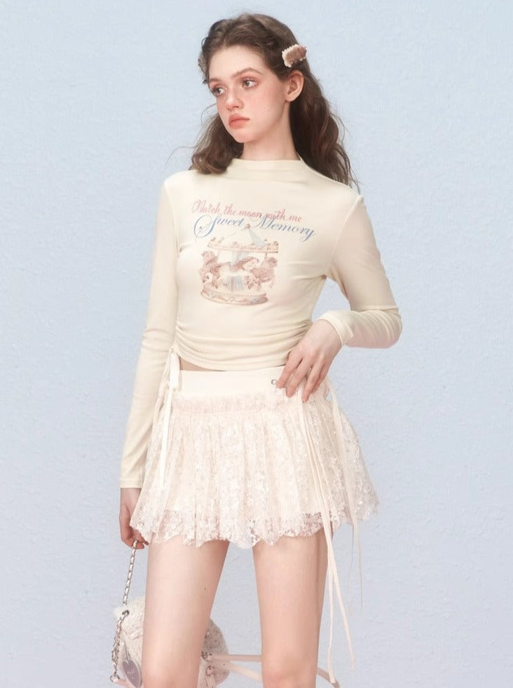 Printed long sleeve top