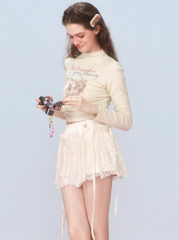 Printed long sleeve top