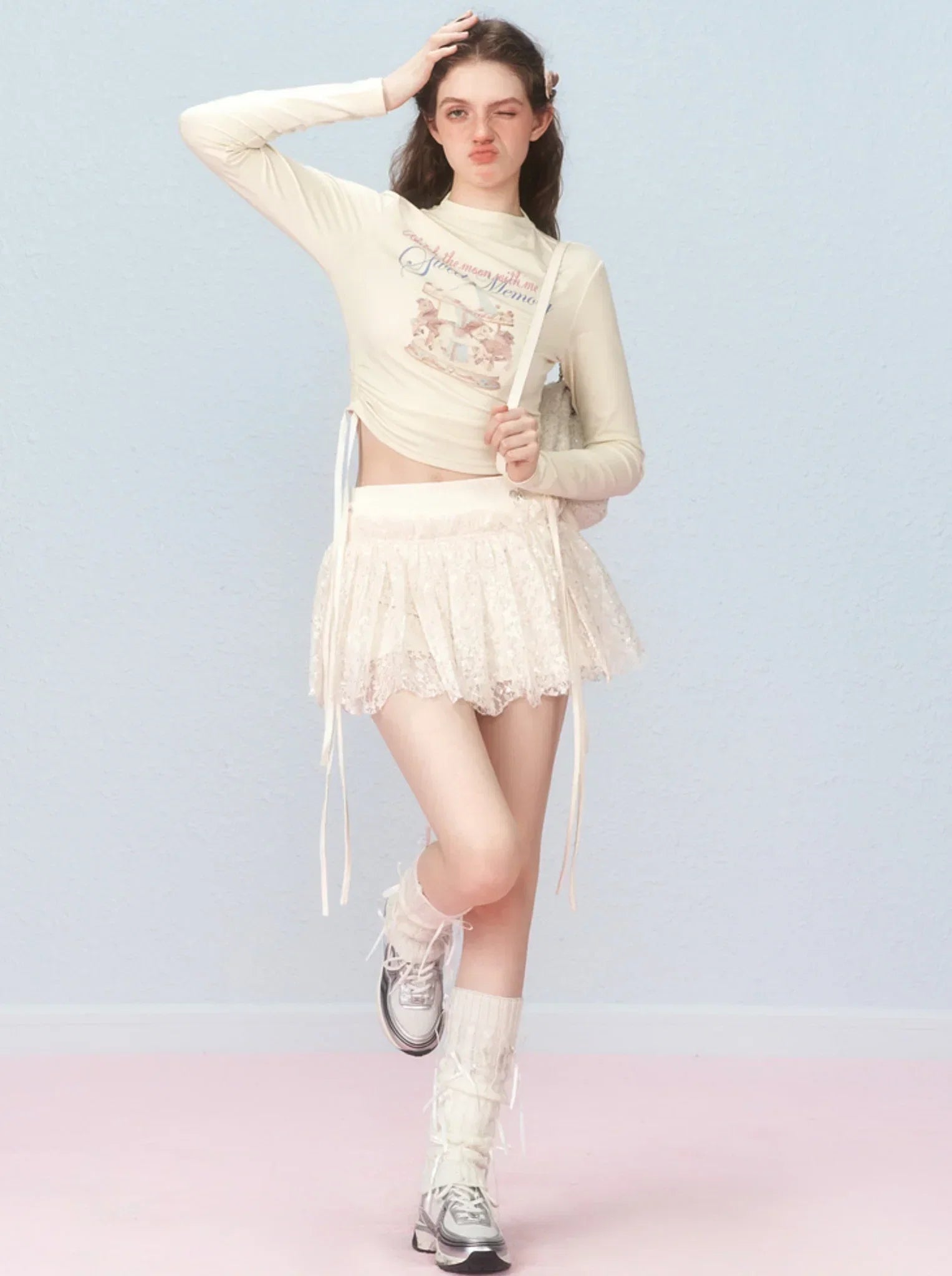 Printed long sleeve top