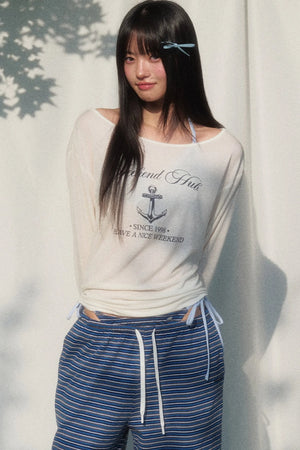 Printed Sun Protection Blouse and Trousers Set-Up