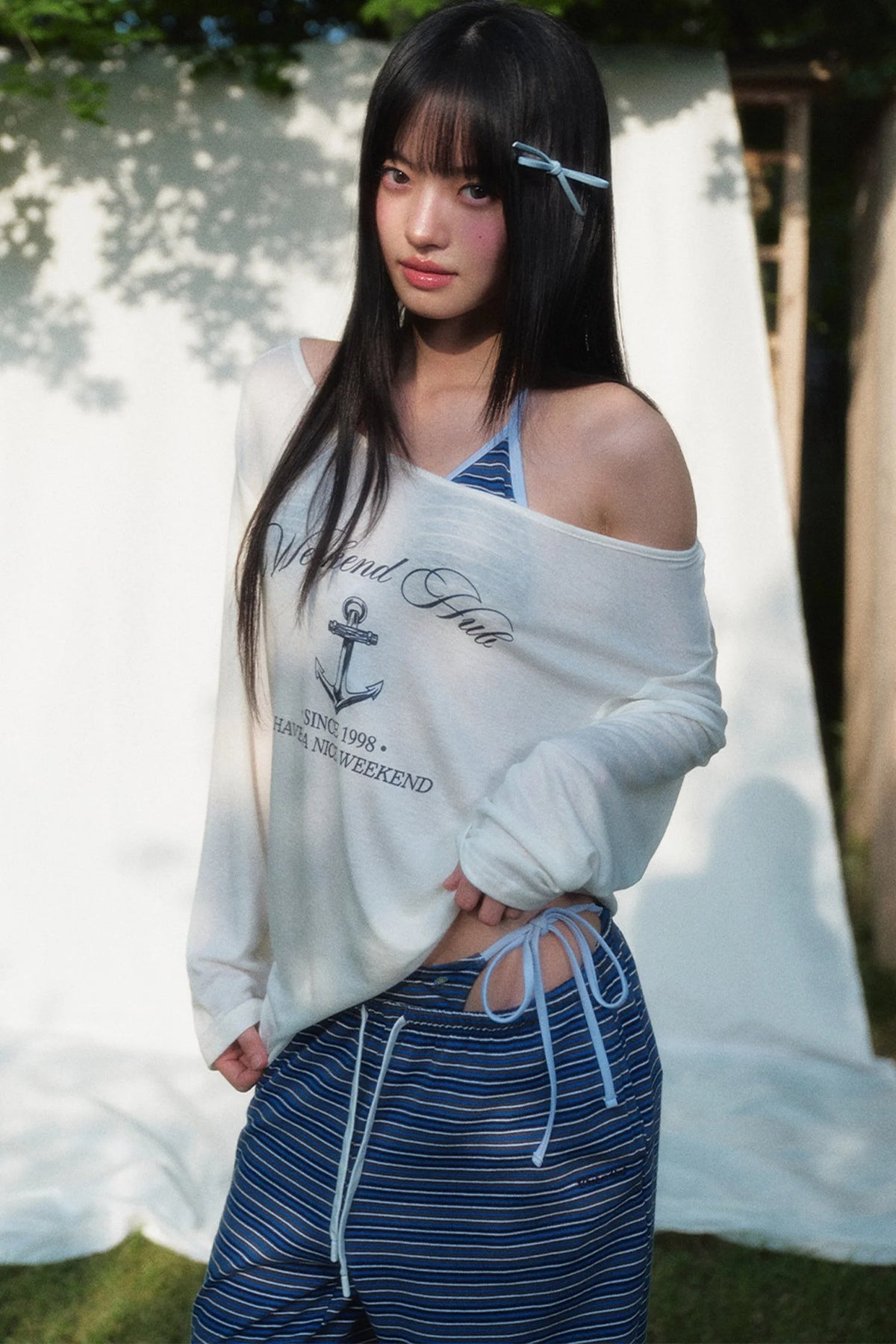 Printed Sun Protection Blouse and Trousers Set-Up