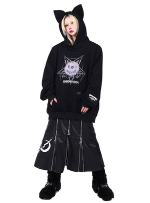 PU long leather skirt