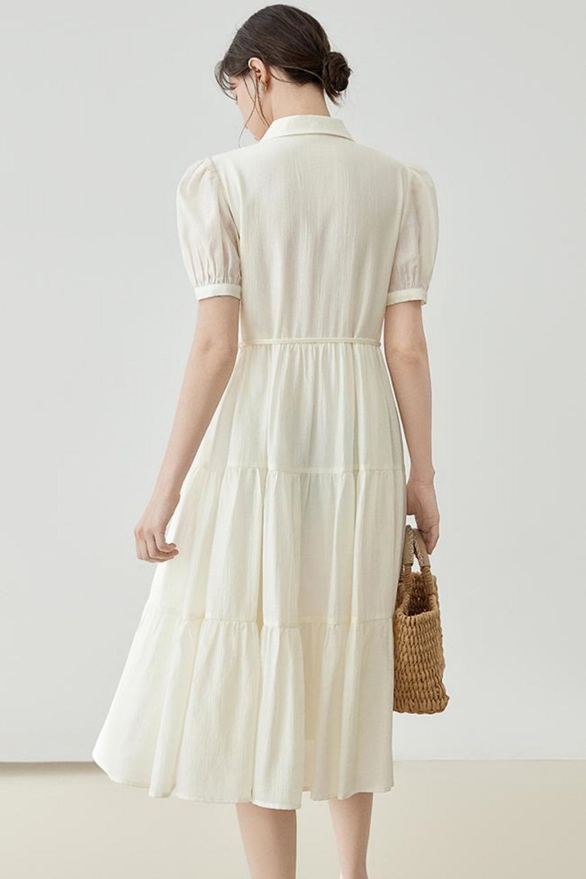 Puff Sleeve A-Line Tiered Dress