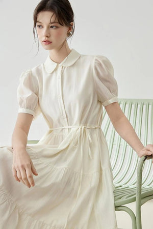 Puff Sleeve A-Line Tiered Dress