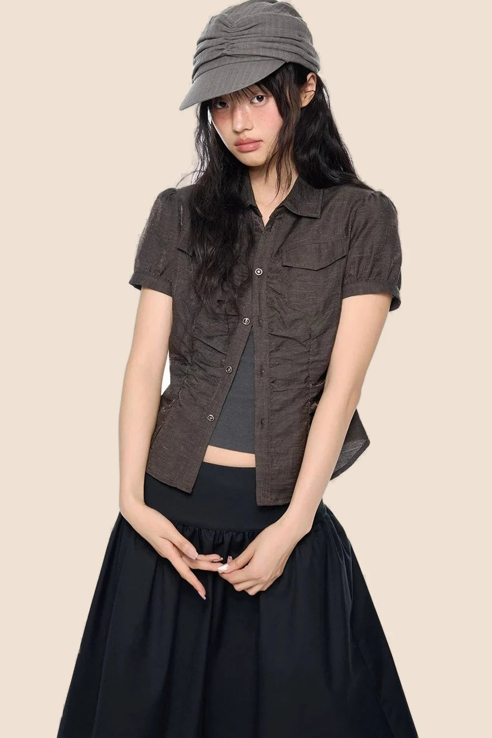 Puff Sleeve Crop Blouse