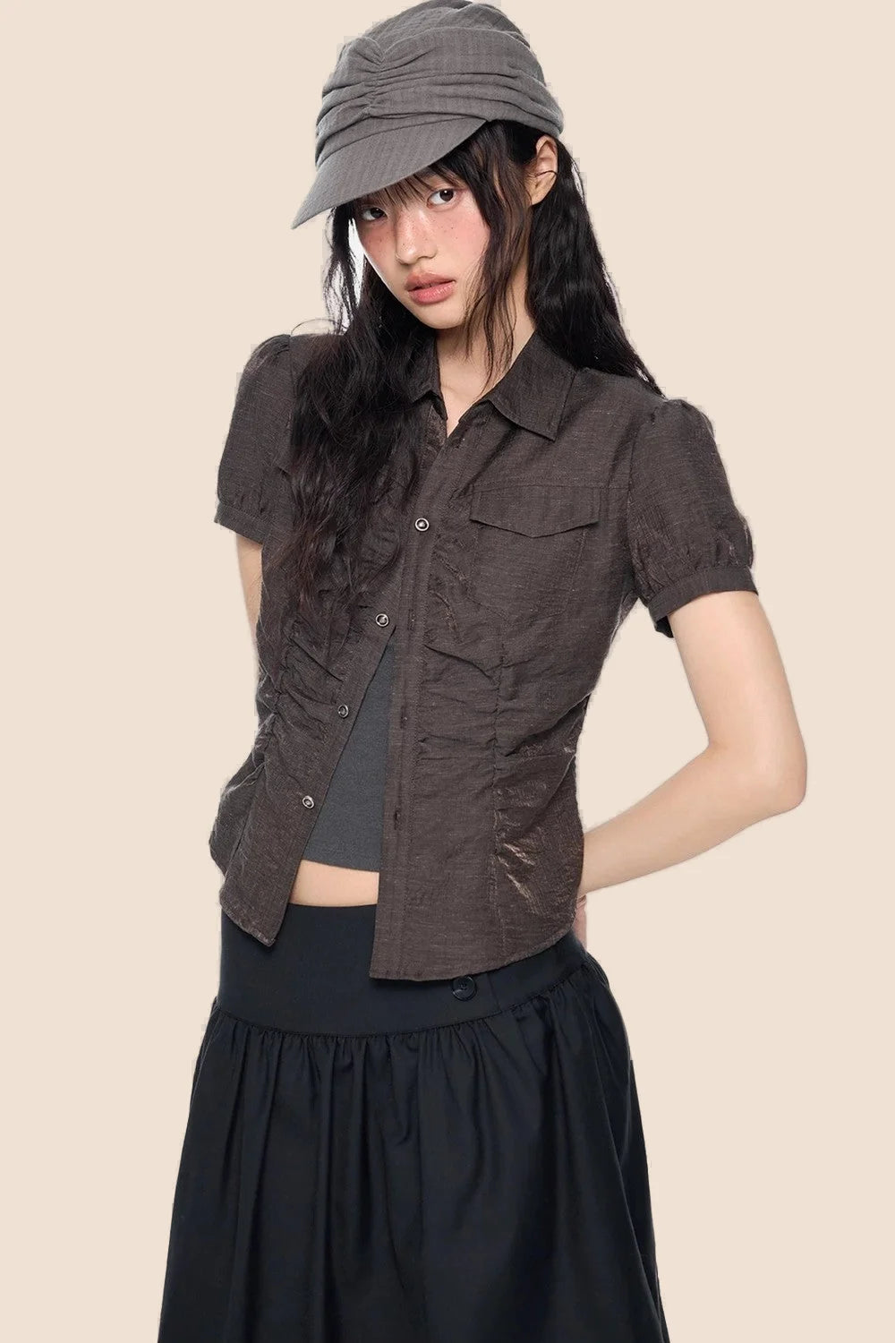 Puff Sleeve Crop Blouse