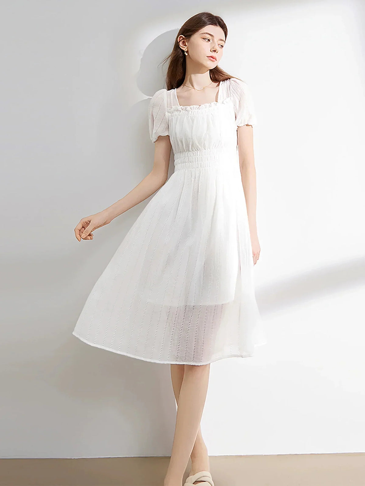 Puff Sleeve Cut-Out Dress
