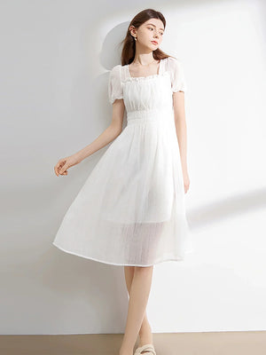 Puff Sleeve Cut-Out Dress