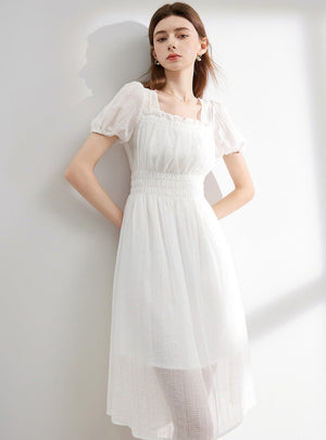 Puff Sleeve Cut-Out Dress