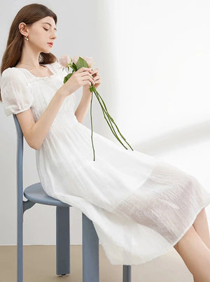 Puff Sleeve Cut-Out Dress