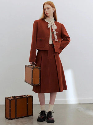 Puff sleeve round neck jacket