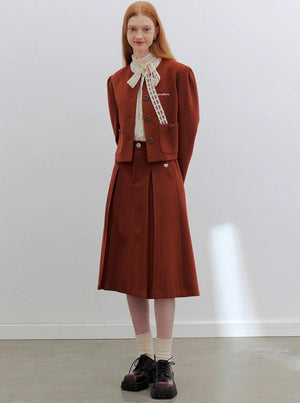 Puff sleeve round neck jacket