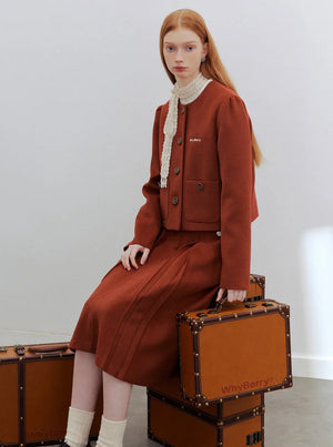 Puff sleeve round neck jacket