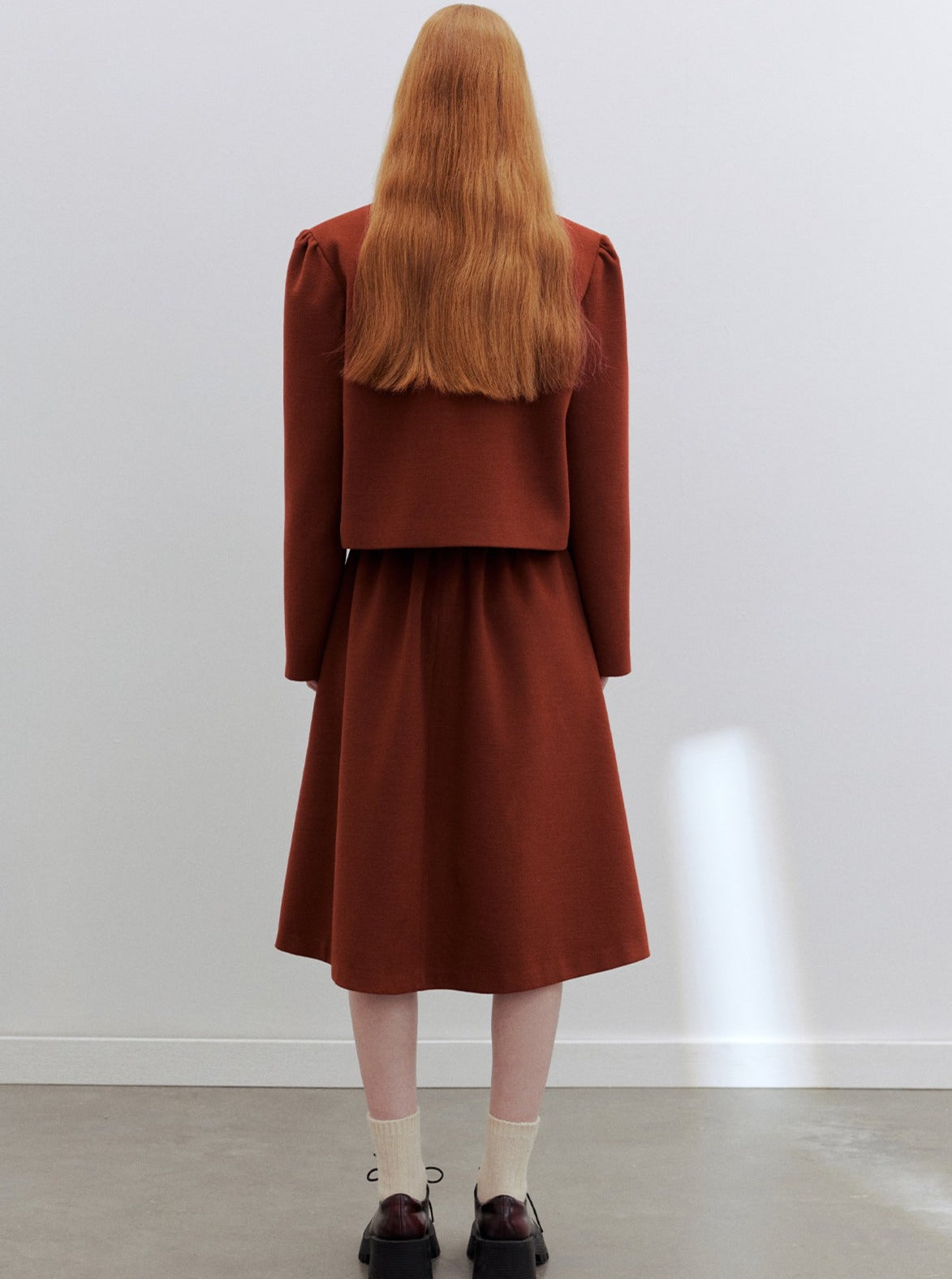 Puff sleeve round neck jacket