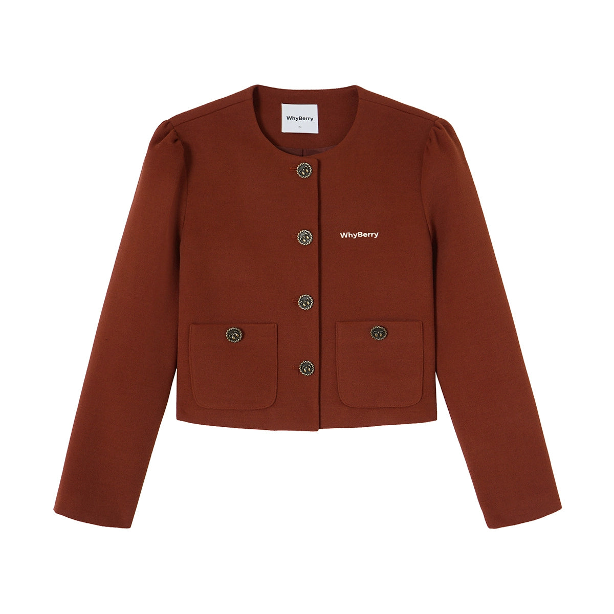 Puff sleeve round neck jacket