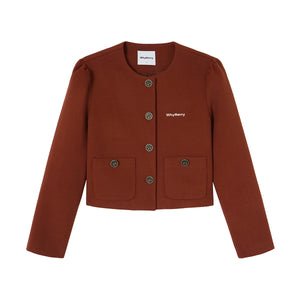 Puff sleeve round neck jacket