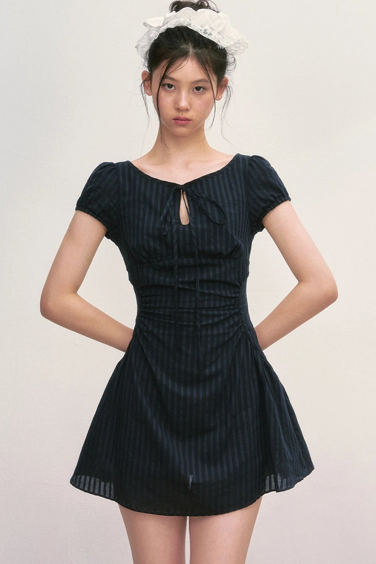 Puff Sleeve Striped A-Line Dress