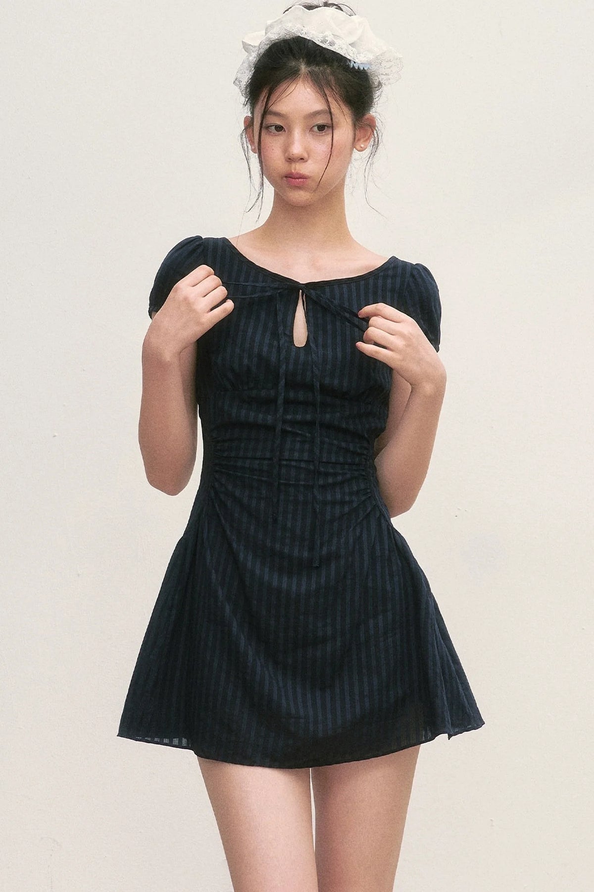 Puff Sleeve Striped A-Line Dress