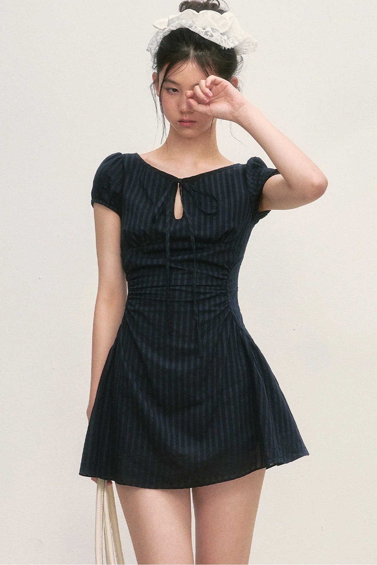 Puff Sleeve Striped A-Line Dress