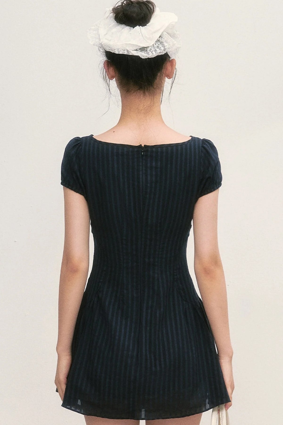 Puff Sleeve Striped A-Line Dress