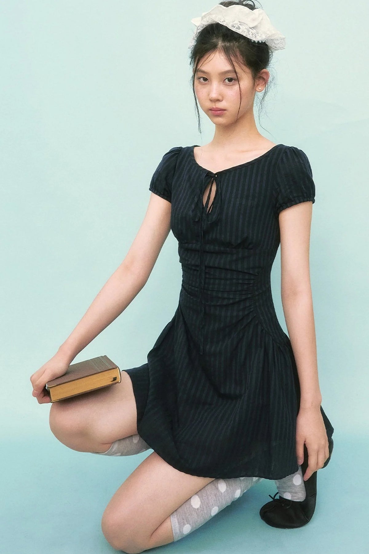 Puff Sleeve Striped A-Line Dress