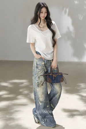 Punk Chain High-Waisted Jeans