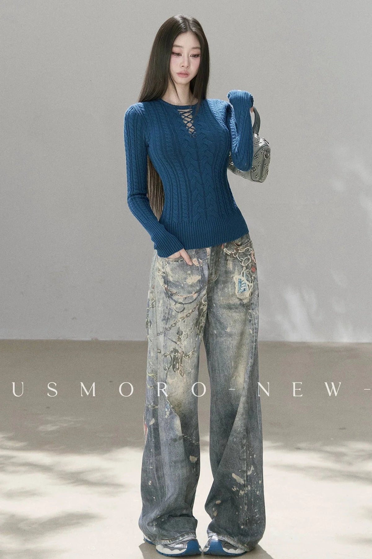 Punk Chain High-Waisted Jeans