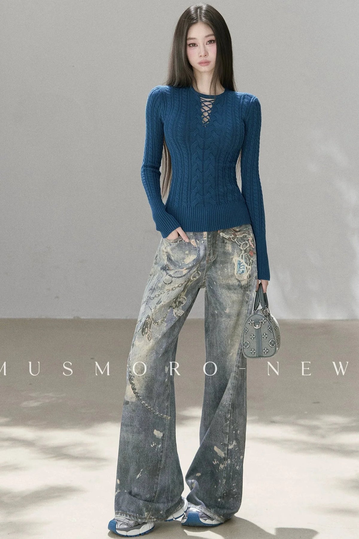 Punk Chain High-Waisted Jeans