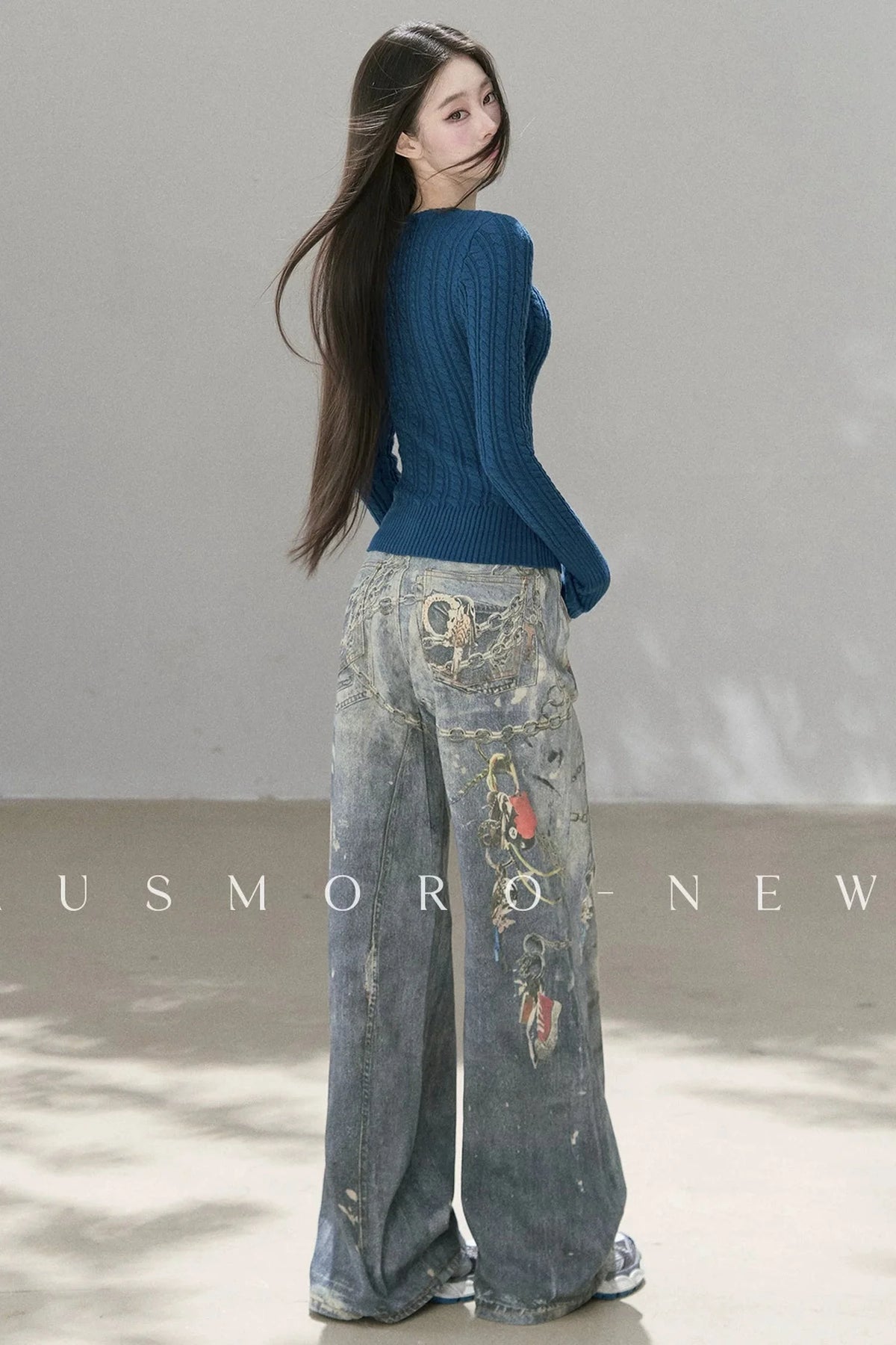 Punk Chain High-Waisted Jeans