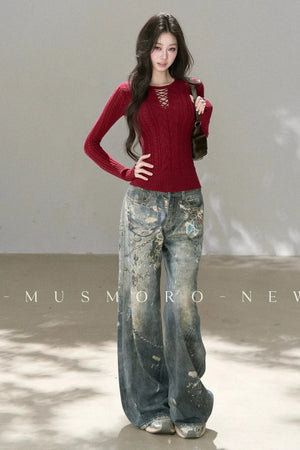 Punk Chain High-Waisted Jeans