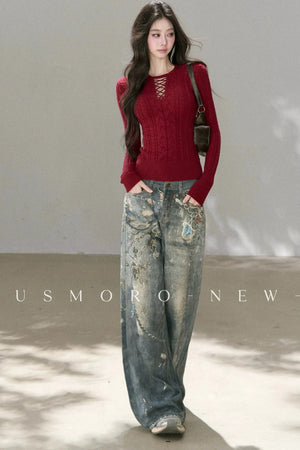 Punk Chain High-Waisted Jeans