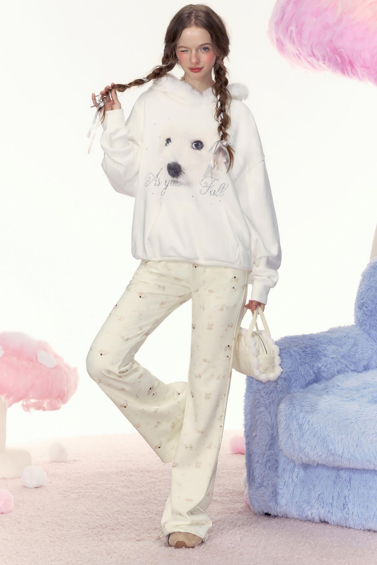Puppy Graffiti Flare Pants