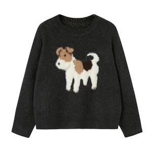 Puppy Jacquard Cloud Sweater