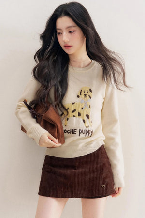 Puppy Jacquard Pullover Sweater